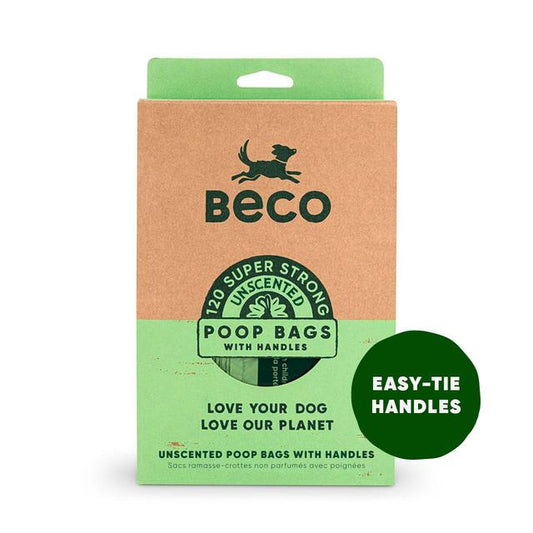 Beco Poop Bags with Handles Unscented 120 Big Strong and Leakproof